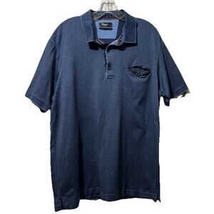 Armas Polo Shirt Size XL Double Mercerized Cotton Blue Pattern Trim Pocket Golf